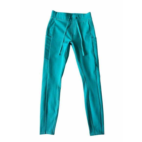 Alo Yoga Pants - Alo Yoga Leggings 7/8 High Waist Checkpoint Drawstring Green Teal XS